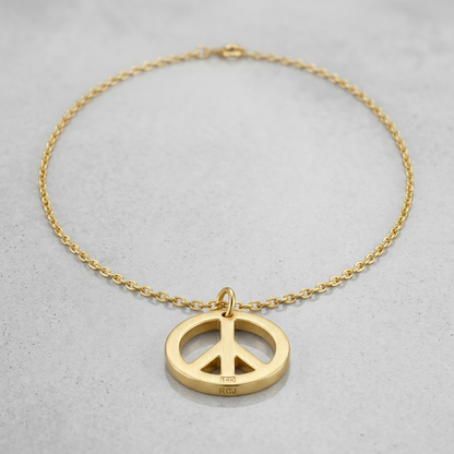 14k Yellow Gold with Peace Symbol Pendant