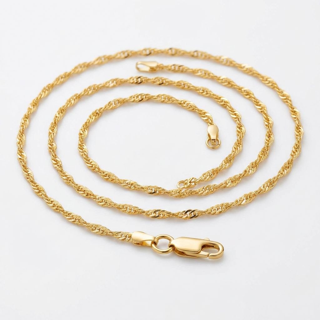 14k Yellow Gold Singapore Chain 1.7mm  DestGlow