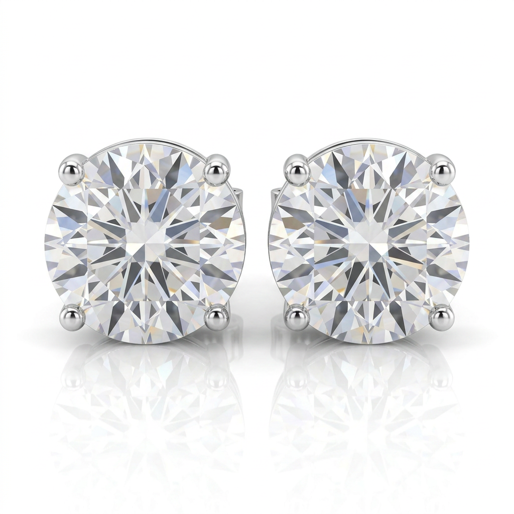Sterling Silver 8.0mm Round CZ Stud Earrings