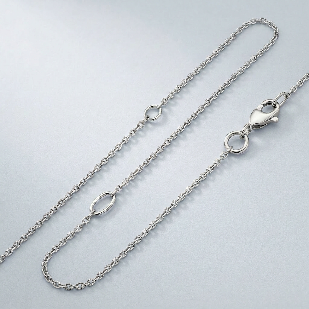 Double Extendable Cable Chain in 14k White Gold (1.2mm)