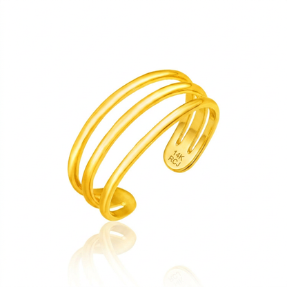 14k Yellow Gold Three Bar Toe Ring