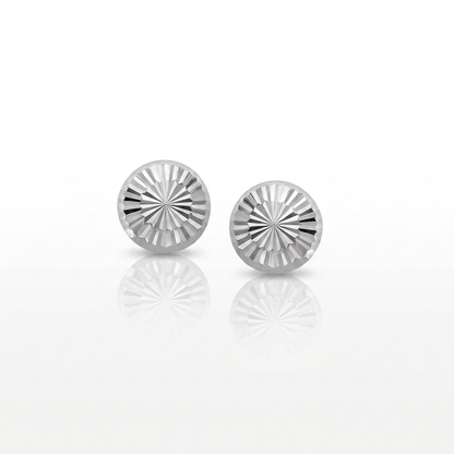 14k White Gold Textured Flat Style Stud Earrings