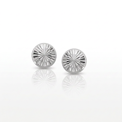 14k White Gold Textured Flat Style Stud Earrings