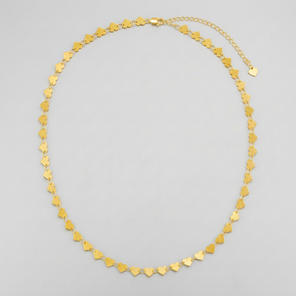 14k Yellow Gold Mirrored Heart Chain Necklace