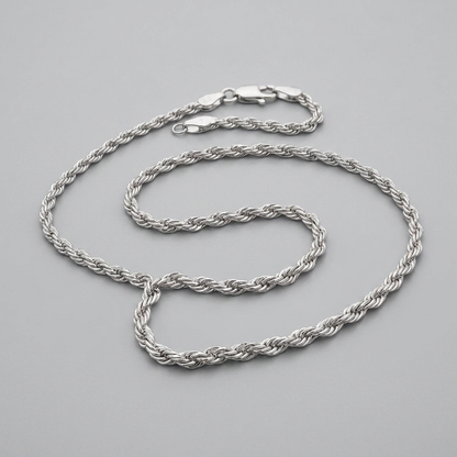 14k White Gold Light Rope Chain 1.5mm