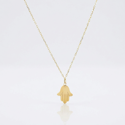 14K Yellow Gold Hand of Hamsa Necklace