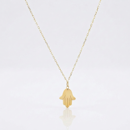 14K Yellow Gold Hand of Hamsa Necklace