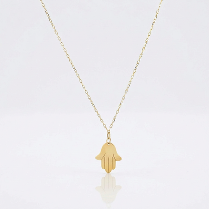 14K Yellow Gold Hand of Hamsa Necklace