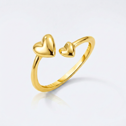 14k Yellow Gold Bypass Style Toe Ring with Polished Hearts