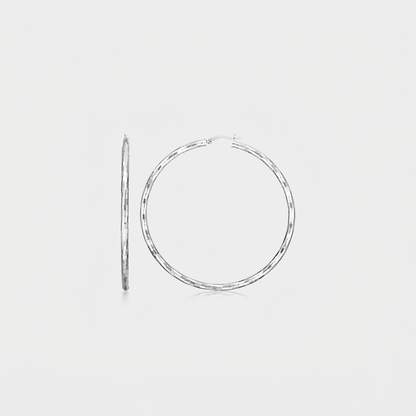 Sterling Silver Large Hoop Earring with Hammered Texture