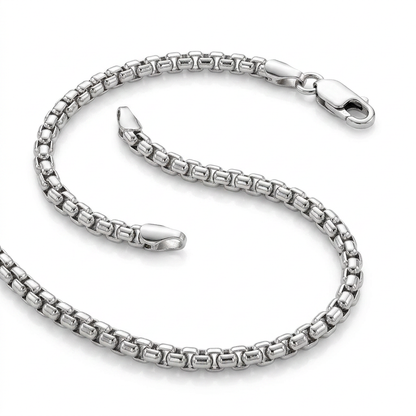 4.4mm Sterling Silver Rhodium Plated Round Box Chain