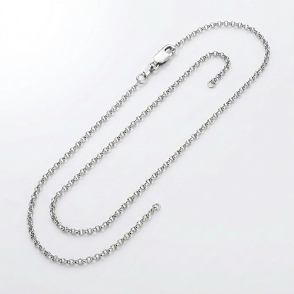 14k White Gold Diamond Cut Rolo Chain 1.1mm