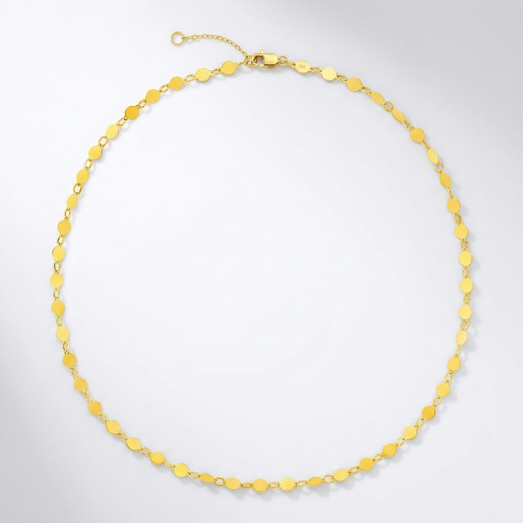 14k Yellow Gold Necklace with Polished Circles  DestGlow