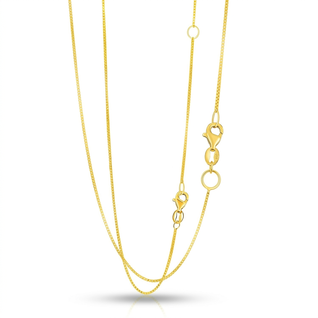 14k Yellow Gold Adjustable Box Chain 0.8mm  DestGlow