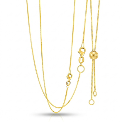 14k Yellow Gold Adjustable Box Chain 0.8mm