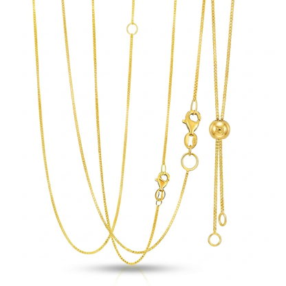 14k Yellow Gold Adjustable Box Chain 0.8mm