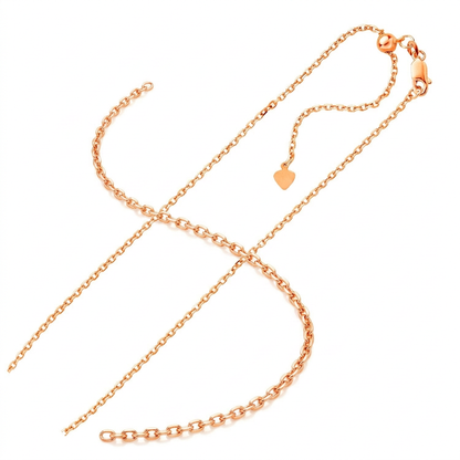 Sterling Silver Rose Finish 1.5mm Adjustable Cable Chain