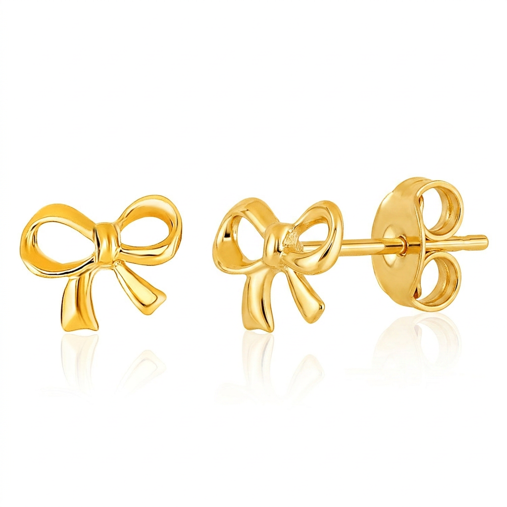 14k Yellow Gold Bow Style Post Earrings  DestGlow