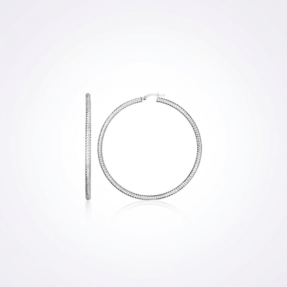 Sterling Silver Large Hoop Earring with Braid Texture