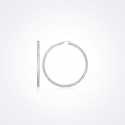 Sterling Silver Large Hoop Earring with Braid Texture
