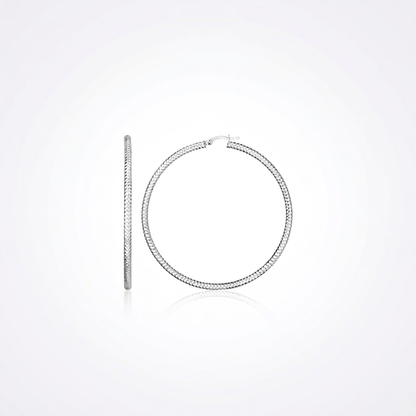 Sterling Silver Large Hoop Earring with Braid Texture