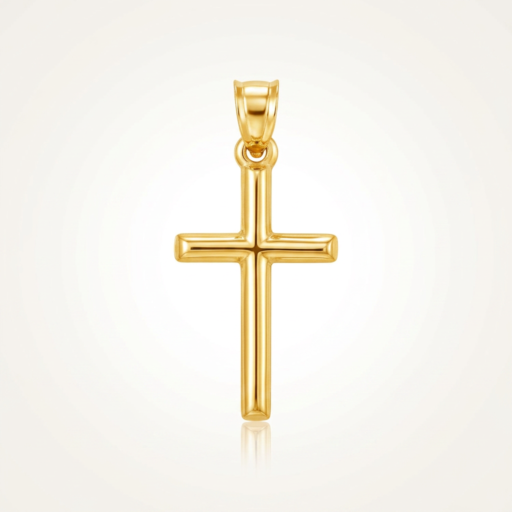 14 k Yellow Gold High Polish Cross Pendant  DestGlow