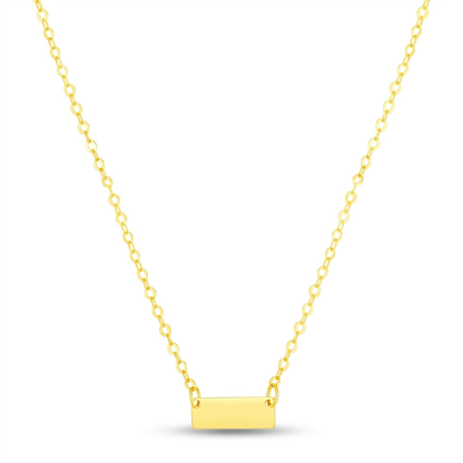 14k Yellow Gold Polished Mini Bar Necklace