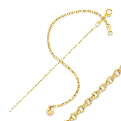 14k Yellow Gold Round Cable Link Chain 1.1mm