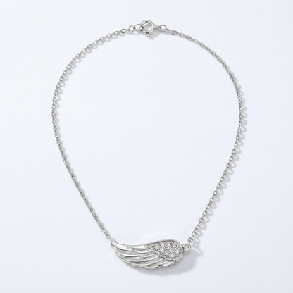 Sterling Silver Textured Angel Wing Necklace