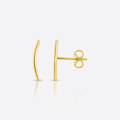 14k Yellow Gold Curve Climber Post Earrings