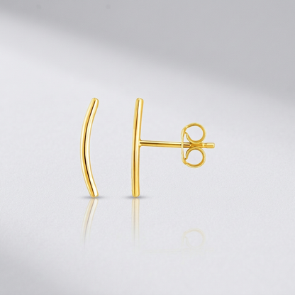 14k Yellow Gold Curve Climber Post Earrings