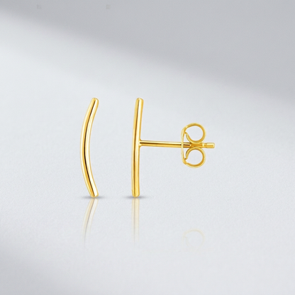14k Yellow Gold Curve Climber Post Earrings