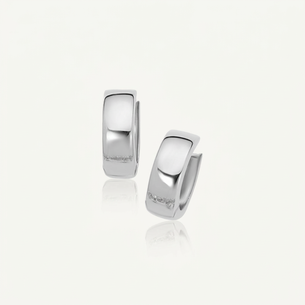 10k White Gold Snuggable Hoop Earrings  DestGlow