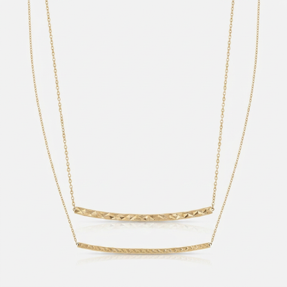 14k Yellow Gold Thin Textured Bar Necklace