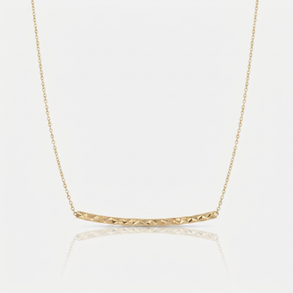 14k Yellow Gold Thin Textured Bar Necklace