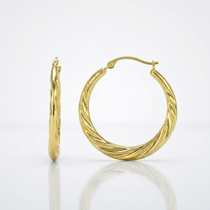 10k Yellow Gold Graduated Twisted Hoop Earrings