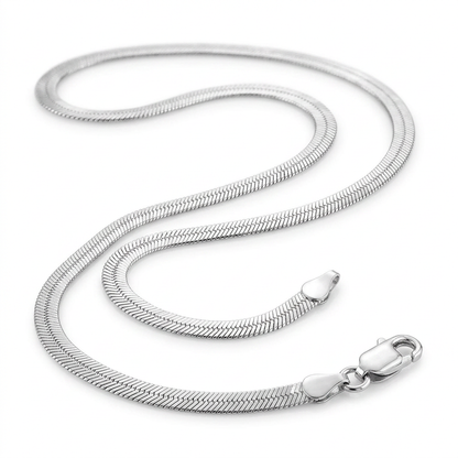 Sterling Silver Rhodium Plated Herringbone Chain 3.3mm