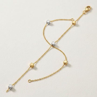 14k Two Tone Gold Bracelet with Polished Cubes
