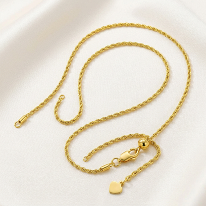Sterling Silver in Yellow Finish 1.5mm Adjustable Rope Chain
