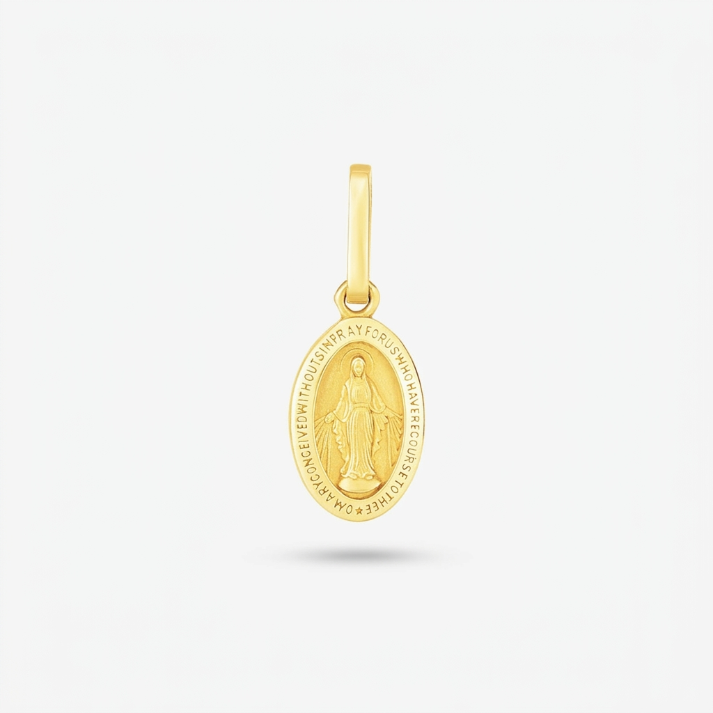 14k Yellow Gold Oval Religious Medal Pendant  DestGlow