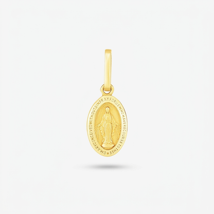 14k Yellow Gold Oval Religious Medal Pendant