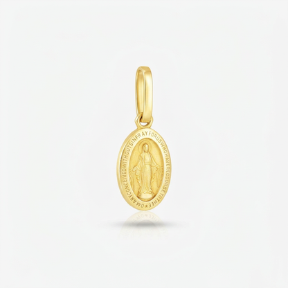 14k Yellow Gold Oval Religious Medal Pendant