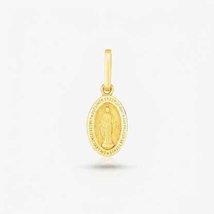 14k Yellow Gold Oval Religious Medal Pendant