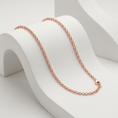 14k Pink Gold Round Cable Link Chain 1.1mm