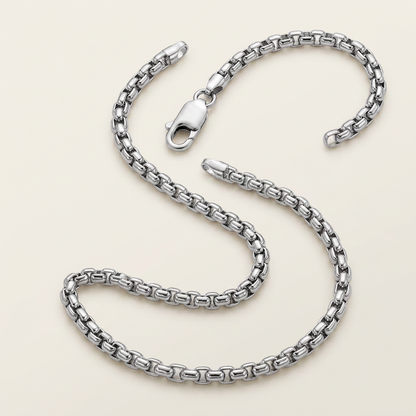 5.2mm Sterling Silver Rhodium Plated Round Box Chain