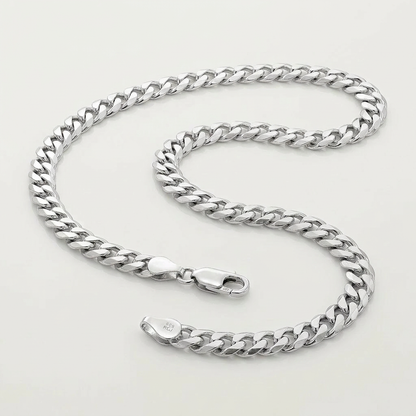 Rhodium Plated 5.6mm Sterling Silver Curb Style Chain