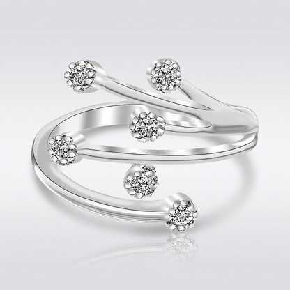 Sterling Silver Rhodium Finished White Cubic Zirconia Embellished Toe Ring