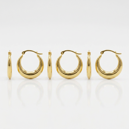 14k Yellow Gold Graduated Round Shape Hoop Earrings