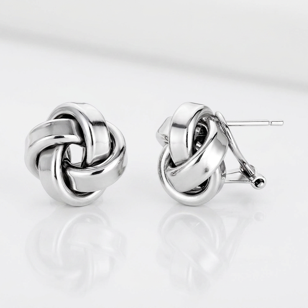 Large Sterling Silver Polished Love Knot Earrings  DestGlow