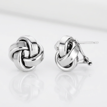 Large Sterling Silver Polished Love Knot Earrings